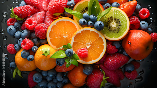Obraz na płótnie Close-up of fresh fruit (Generative AI) w salonie