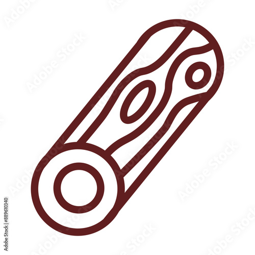 wood log Vector Line Maroon Icon Design