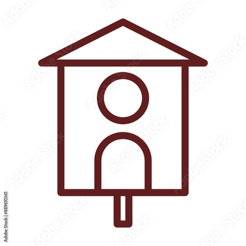 bird house Vector Line Maroon Icon Design