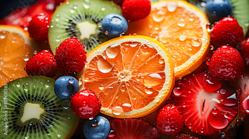 Obraz na płótnie Close-up of fresh fruit (Generative AI) w salonie