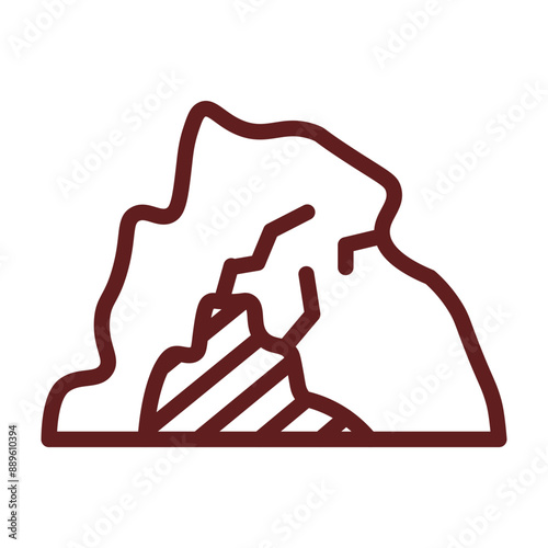 cave Vector Line Maroon Icon Design