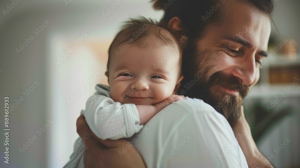 A man is holding a baby in his arms A man is holding a baby in his arms