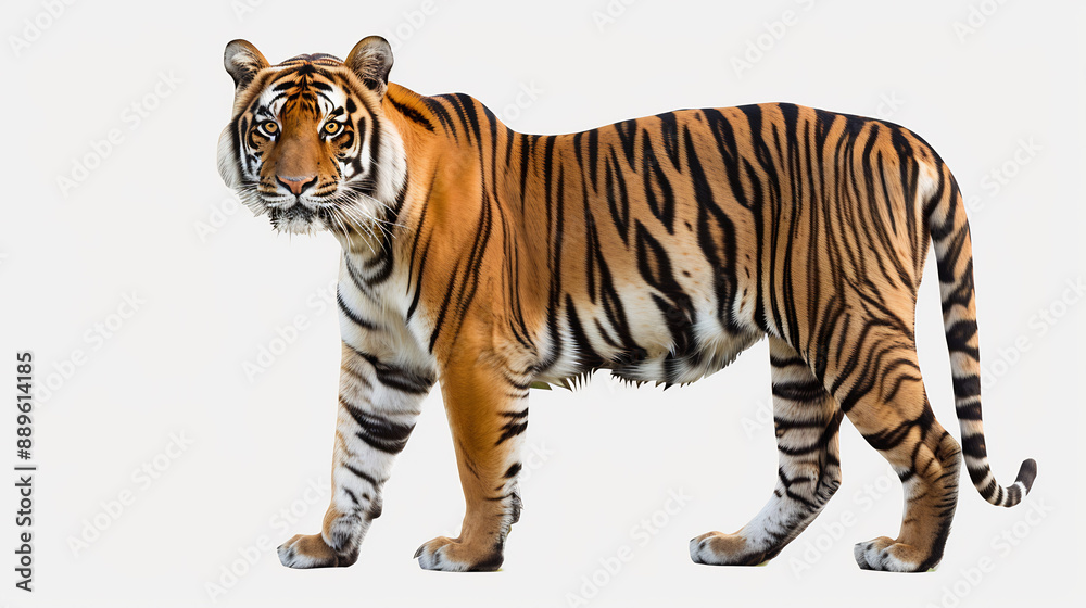 Fototapeta premium Side view photo of a tiger isolated on transparent background
