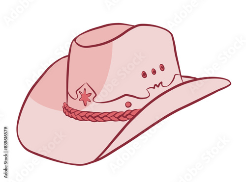 Women's pink cowboy hat. Transparent background.