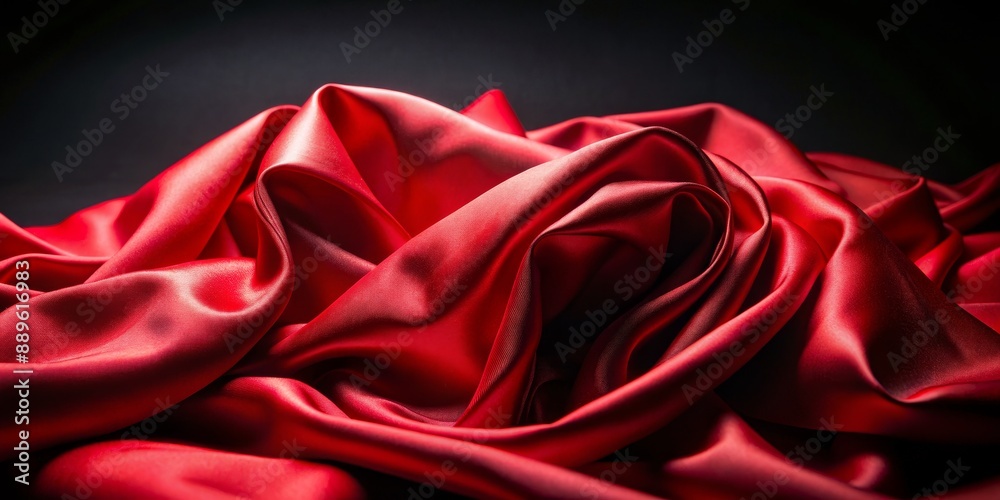 Crimson Satin Draped in Darkness,  fabric, texture, drapery,  red