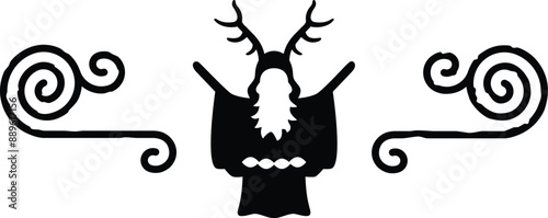 Celtic Spiral Lines and Druid Silhouette