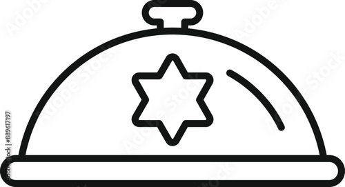 Simple lineart icon of a cloche covering food, representing jewish cuisine and kosher dining experiences