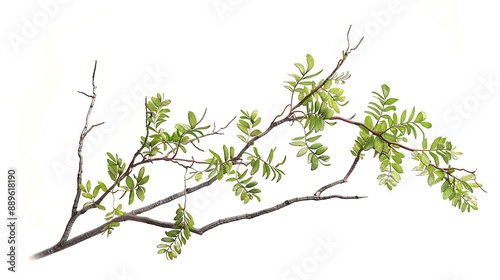 Green Branch with White Background