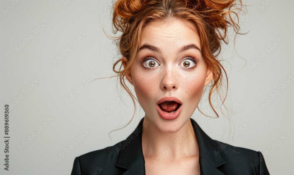 Surprised Career Woman in a Suit: Expressions of Professional Shoc Surprised Career Woman in a Suit: Expressions of Professional Shoc