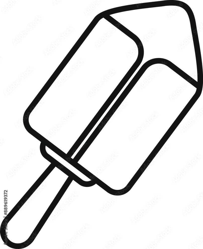 Simple line art of an ice cream on a stick, evoking summer and refreshment Simple line art of an ice cream on a stick, evoking summer and refreshment