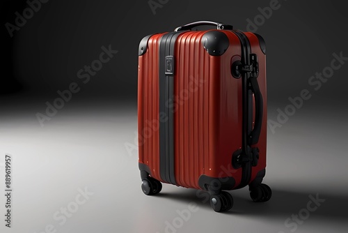 Red suitcase isolated on white background
