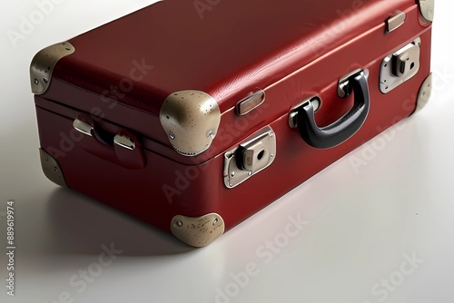 Red suitcase isolated on white background
