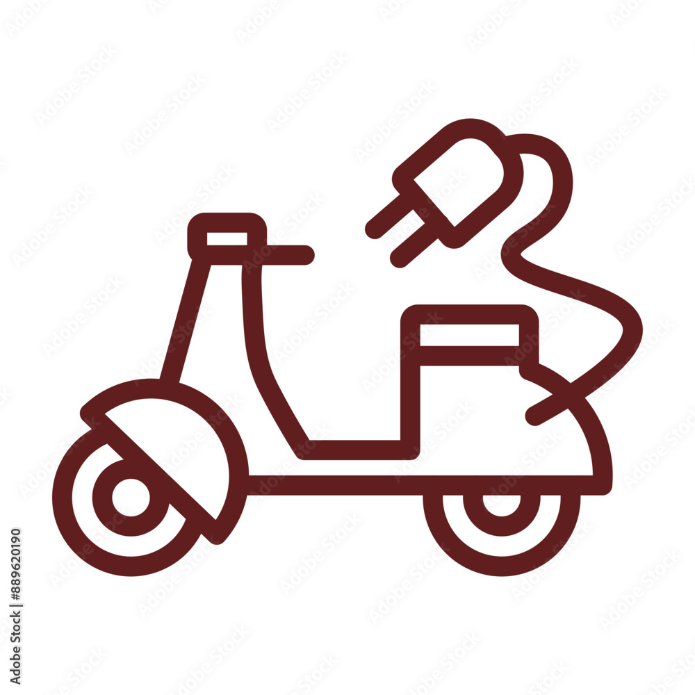 Electric scooter Vector Line Maroon Icon Design Electric scooter Vector Line Maroon Icon Design