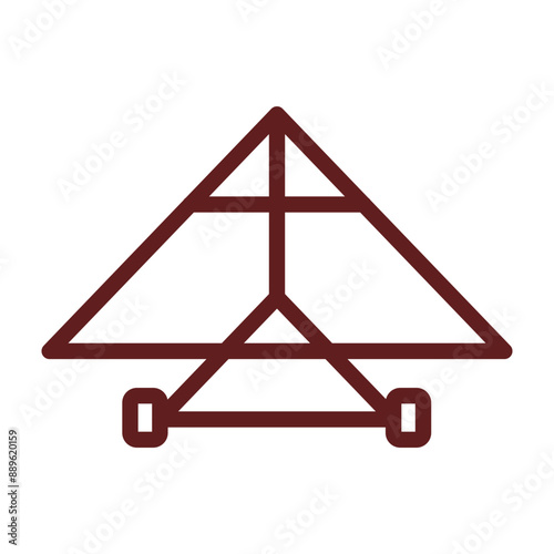Hang glider Vector Line Maroon Icon Design