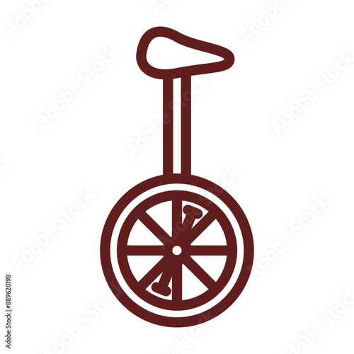 Unicycle Vector Line Maroon Icon Design