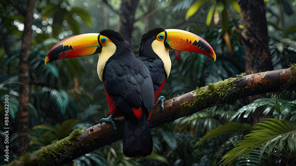 Naklejka premium wildlife stunning head of the Toucan bird is exquisitely detailed and beautiful