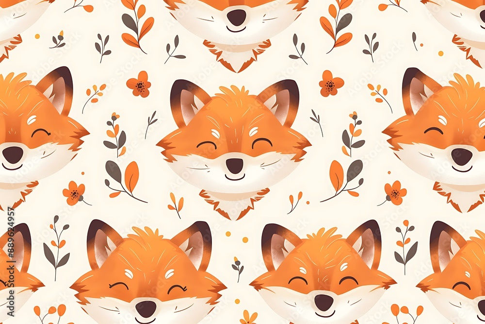 An illustration of a line composed of mini cute fox puppy heads with charming designs on a transparent background, creating a playful and endearing pattern An illustration of a line composed of mini cute fox puppy heads with charming designs on a transparent background, creating a playful and endearing pattern