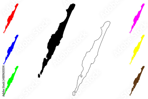 Sainte-Marie island (Republic of Madagascar) map vector illustration, scribble sketch Ile Sainte Marie or Nosy Boraha map