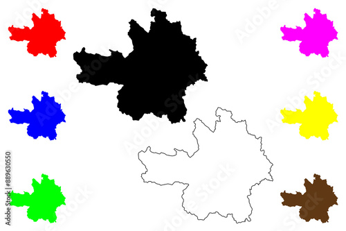 Yen Bai Province (Socialist Republic of Vietnam, Subdivisions of Vietnam) map vector illustration, scribble sketch Tinh Yen Bai map