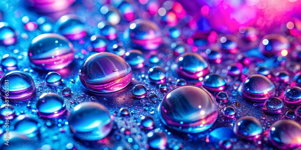 Macro Photography of Vibrant Water Droplets with Purple and Blue Hues, Water Droplets, Macro Photography, Abstract Photography, Colorful Macro Photography of Vibrant Water Droplets with Purple and Blue Hues, Water Droplets, Macro Photography, Abstract Photography, Colorful