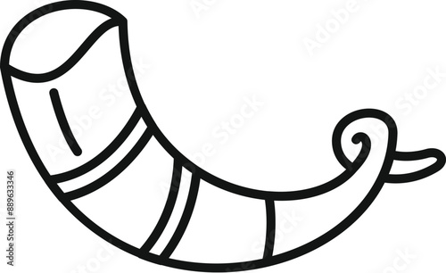 Simple line art icon of a decorated drinking horn used by vikings