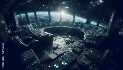 Fototapeta Naklejka Na Ścianę i Meble -  Interior of an abandoned space station