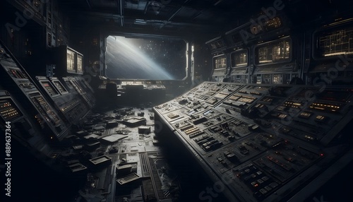 Fototapeta Naklejka Na Ścianę i Meble -  Interior of an abandoned space station