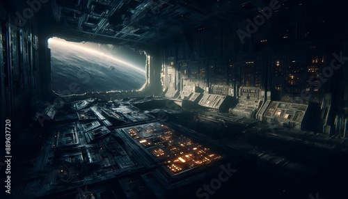 Fototapeta Naklejka Na Ścianę i Meble -  Interior of an abandoned space station