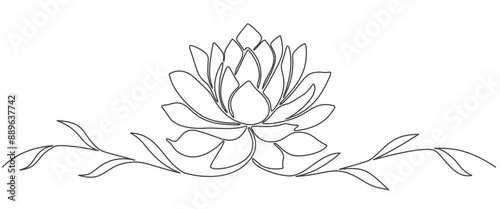 Line art illustration of the lotus flower. linear floral pattern. Vector design of a water lily. The concept of yoga	