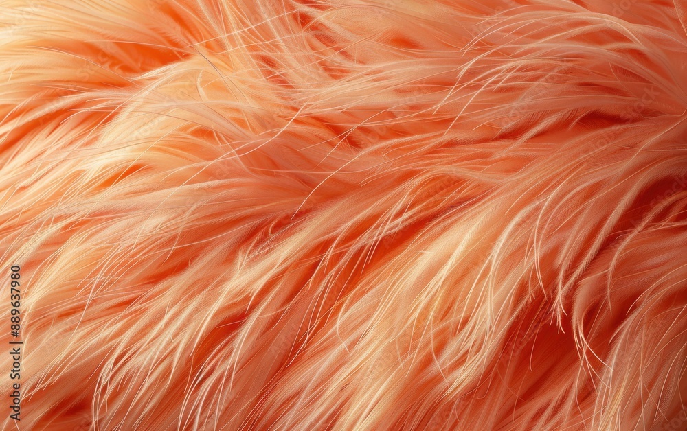 Soft, peach-colored faux fur pom pom texture with a slight sheen Soft, peach-colored faux fur pom pom texture with a slight sheen