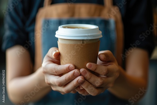 Close Up of Hands Holding a Paper Coffee Cup