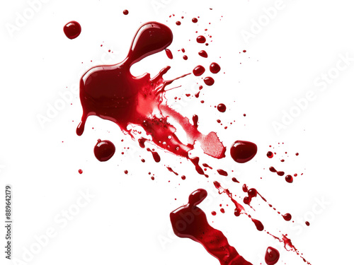 blood liquid splattered on transparent background