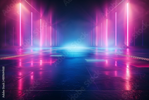 Wallpaper Mural 3d technology abstract neon light background empty space Torontodigital.ca