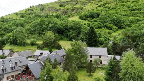 Aerial view of the village of Aragnouet in the Pyrenees, France photo