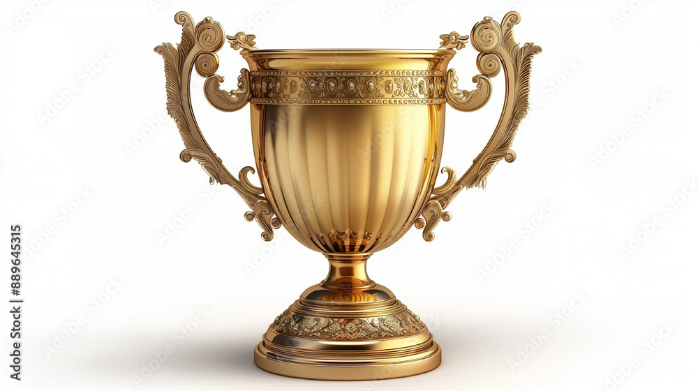 Golden trophy cup with minimalist design, represent the elegant and luxury design, isolated on white background Golden trophy cup with minimalist design, represent the elegant and luxury design, isolated on white background