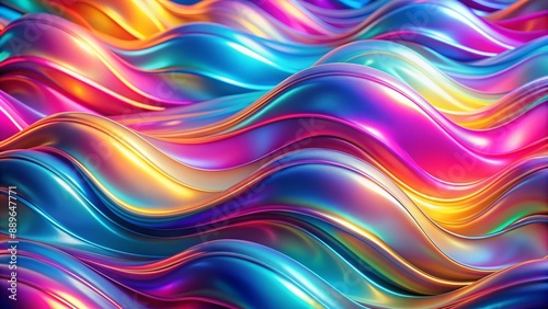 generative AI Illustration Holographic neon background psychedelic abstract. 