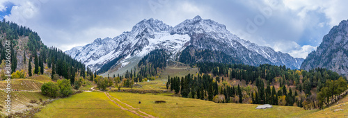 Serene Landscape of Sindh river valley near Sonamarg village in Ganderbal district of Jammu and Kashmir, India. It is a popular tourist destination for trekking and Amarnath holy pilgrimage.