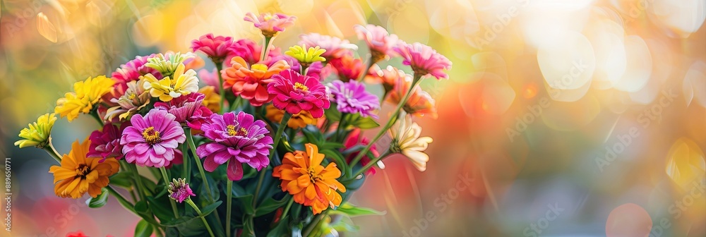 Obraz premium colorful bouquet of zinnias, 