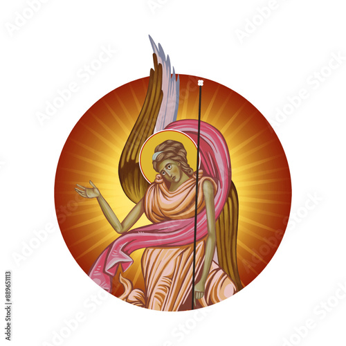 Angel. Christian illustration in Byzantine style 