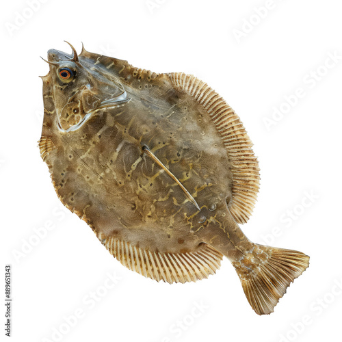 Photo of flounder fish isolated on transparent background