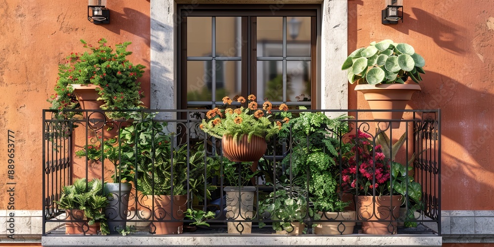 balcony with potted jade plants, balcony with potted jade plants,