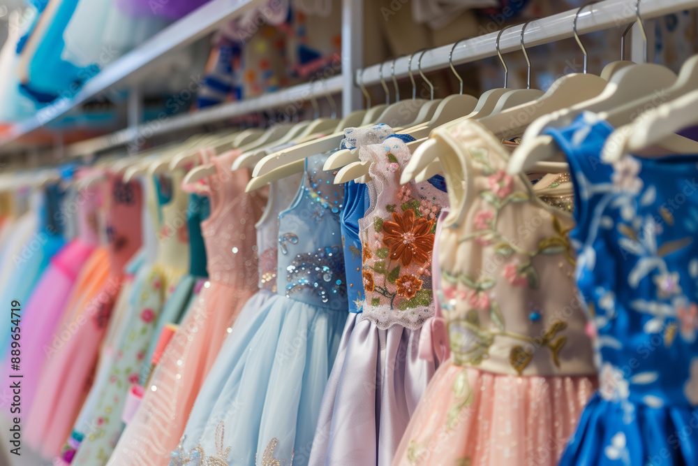 A Row of Delicate Dresses Await Their Little Princesses A Row of Delicate Dresses Await Their Little Princesses