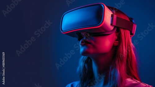 A woman wearing a virtual reality headset