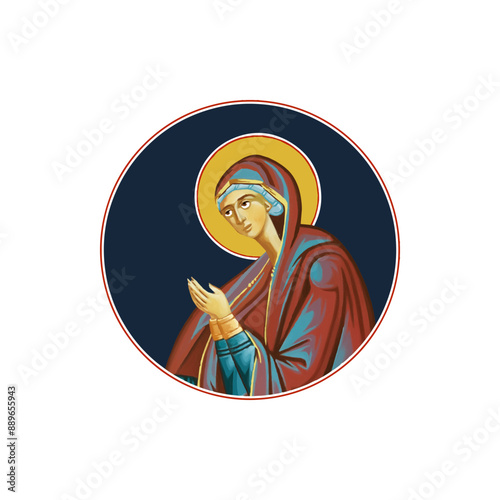 Holy Mary. Christian illustration in Byzantine style 
