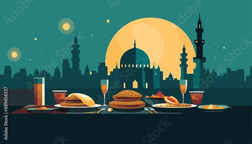 Vector illustration of Ramadan Kareem, Muslim feast of the holy month of Ramadan.