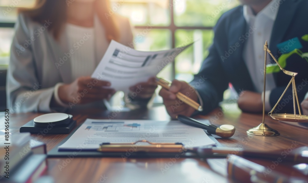 Legal consultant discussing contract details with a client