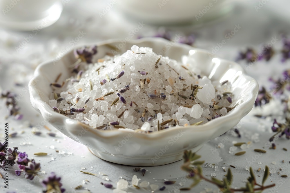 A delicate balance of textures and hues, evoking the calming essence of the seaside. The coarse sea salt and dried lavender buds create a soothing visual harmony. A delicate balance of textures and hues, evoking the calming essence of the seaside. The coarse sea salt and dried lavender buds create a soothing visual harmony.