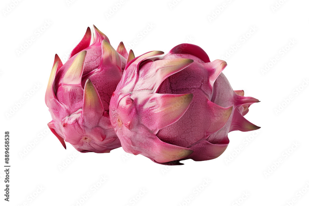 Two Whole Dragon Fruits on White Background Two Whole Dragon Fruits on White Background