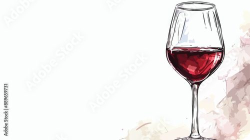 Wine In Glass Vector Illustration Handdrawn. Vector is isolated on a white background