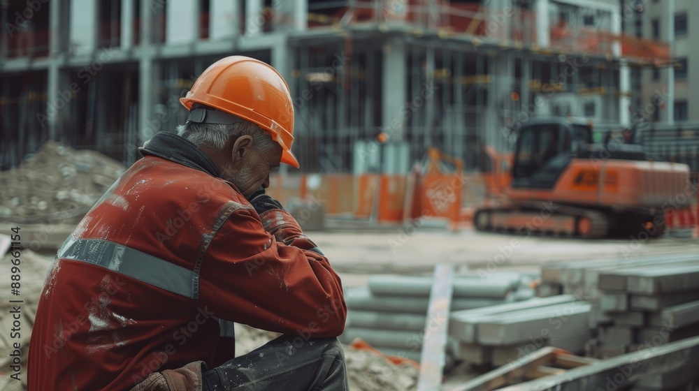 Tired construction worker Tired construction worker